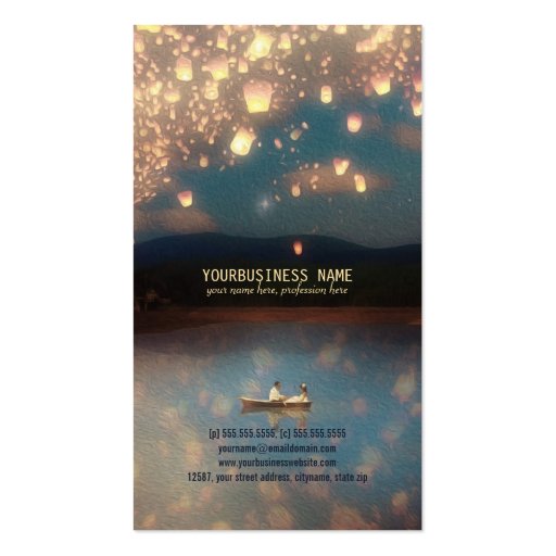 Love Wish Lanterns Business Card Templates (front side)