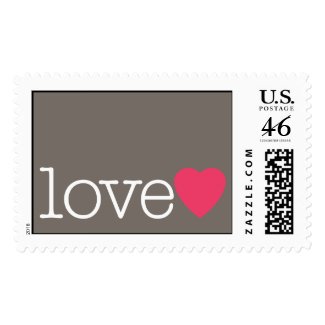 Love with a bright pink heart postage