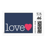 Love with a bright pink heart postage stamps