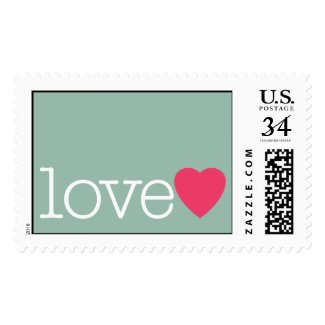 Love with a bright pink heart postage stamp