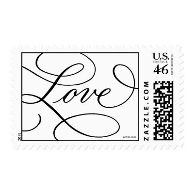 Love ... with a Flourish : Black and White Postage