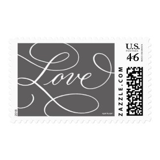 Love ... with a Flourish : Charcoal and White Postage Stamps