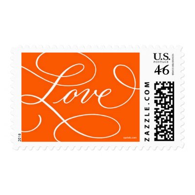 Love ... with a Flourish : Orange & White Stamp