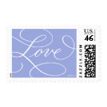 Love ... with a Flourish : Periwinkle and White Postage Stamps
