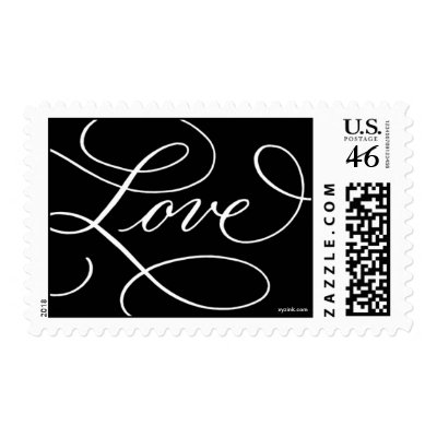Love ... with a Flourish : White on Black Stamp