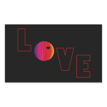 LOVE with Heart Rectangle Stickers
