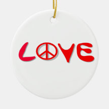 Love With Peace Sign Christmas Tree Ornament