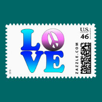 Love with Peace Sign postage