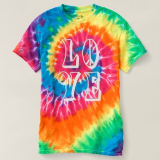 LOVE with Peace Sign Typography - fun font: Spiral Tees