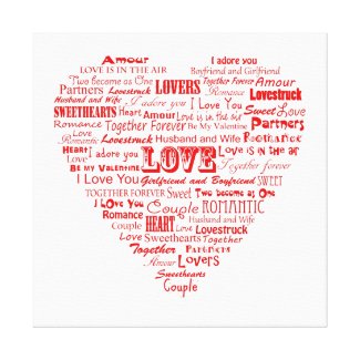 Love word collage canvas print
