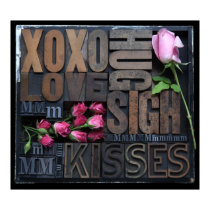 love words in letterpress type poster posters