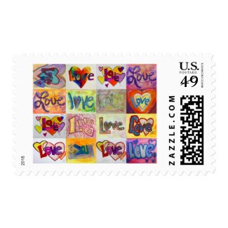 Love Words XOXO Art Painting Postage Stamp