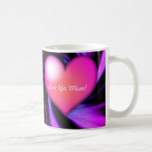 Love Ya Mom Pink Swirly Heart Mugs
