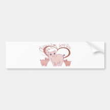 Love You, Cute Piggies Art Bumper Sticker