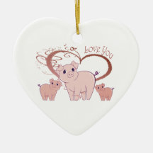 Love You, Cute Piggies Art Ornaments