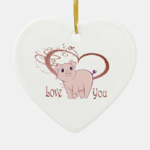 Love You, Cute Piggy Art Christmas Ornament
