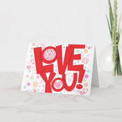lettering greeting card Cool lettering design with funky hearts and flowers