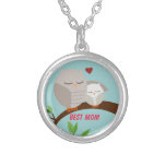 Love You Mom and Baby Owl in Browns necklaces