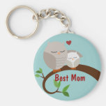 Love You Mom and Baby Owls Brown keychains