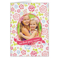 Love you Mom Floral Personalized Custom Photo Cards