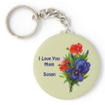 Love You Mom Iris Flower Customizable Keychain