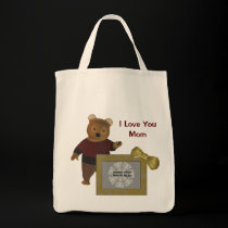 Love You Mom Personalized Photo Cute Bear Tote Bag by SmilinEyesTreasures Love You Mom Personalized Photo Cute Bear Tote Bag
