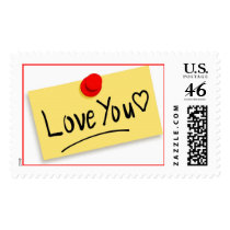 Love You Thumbtack Postage Stamp