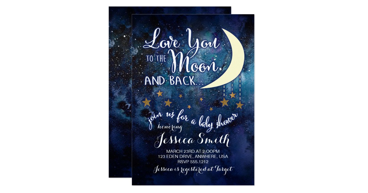 Love You To The Moon Amp Back Baby Shower Invitation Zazzle