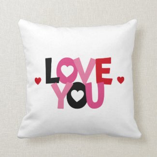 Love You Valentines Day Typography Pillow