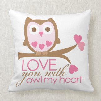 Love you with OWL my heart throwpillow