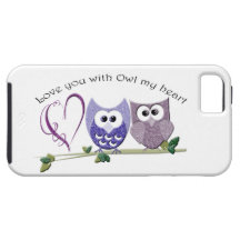 Love you with Owl my heart, cute Owls art iPhone 5 Cover