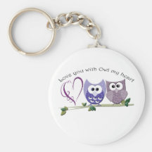 Love you with Owl my heart, cute Owls art Keychains