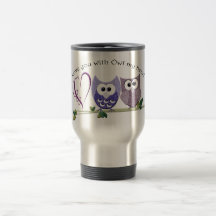 Love you with Owl my heart, cute Owls art Mugs