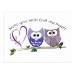 Love you with Owl my heart, cute Owls art Postcard