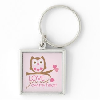 Love you with OWL my heart keychain