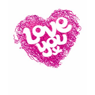 Love you x pink heart long sleeved tee shirt