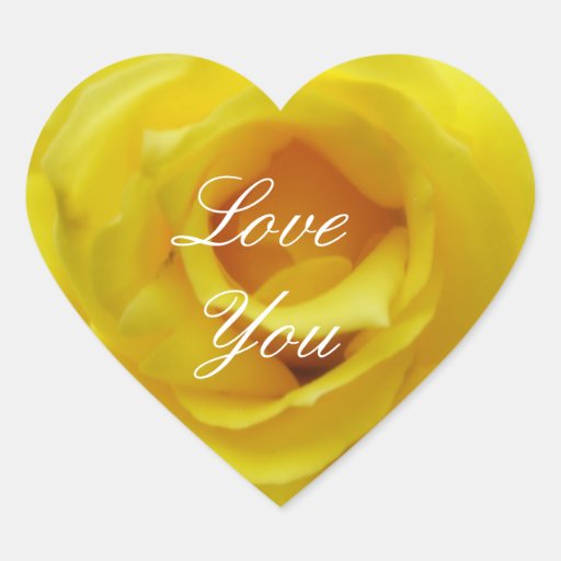 Love You Yellow Rose Heart Sticker Zazzle