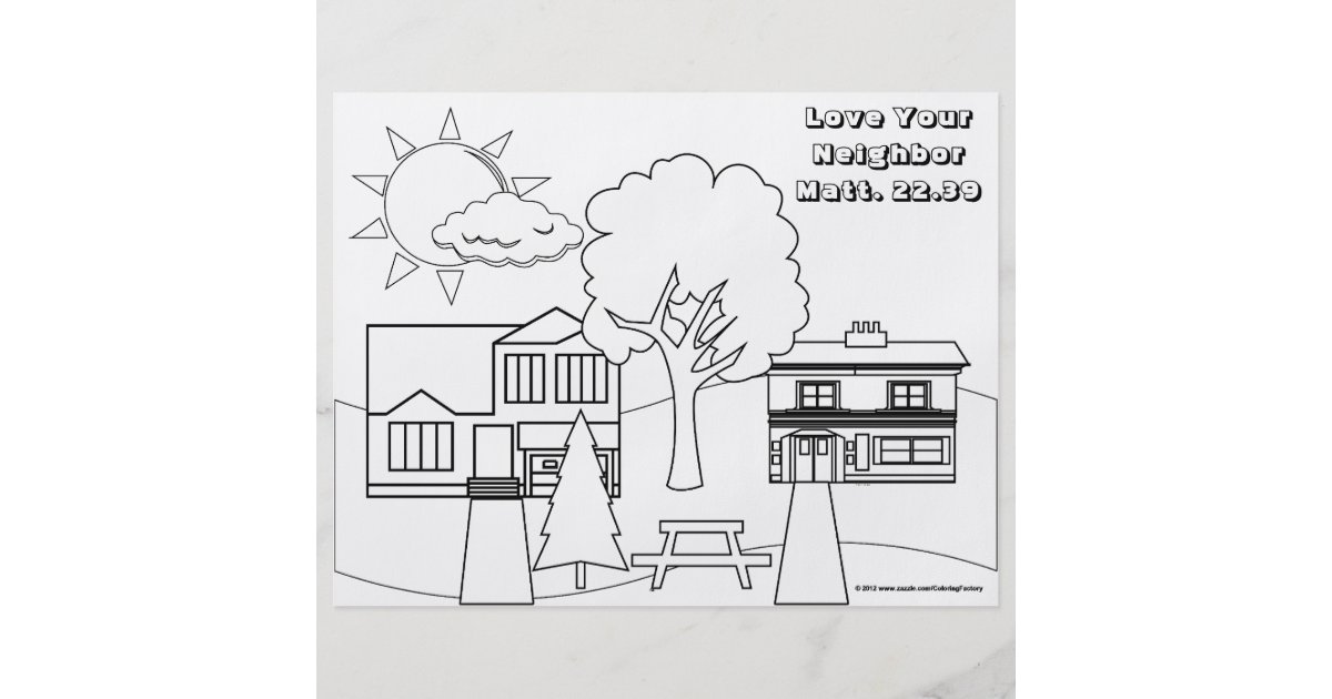 Love Your Neighbor Coloring Page (25 pack 2 sided) 8.5" X 11" Flyer