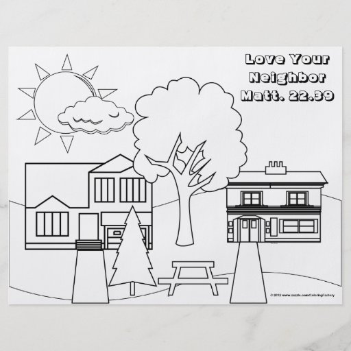 love-your-neighbor-coloring-page-25-pack-2-sided-flyer-zazzle