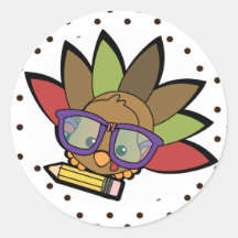 Loveable Smarty Turkey Round Sticker