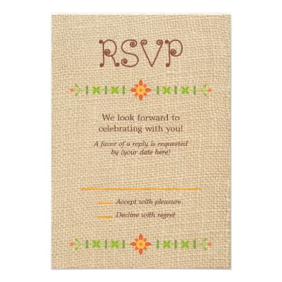 Lovebird Owls on Burlap Wedding RSVP Invitations