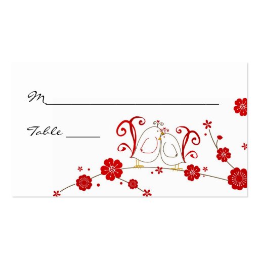Lovebirds and Cherry Blossoms Place Cards Business Card