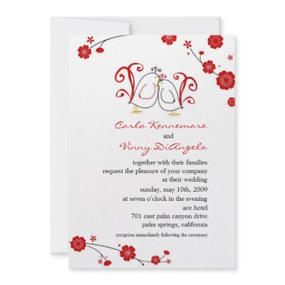 Lovebirds and Cherry Blossoms Wedding Invitations invitation