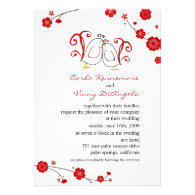 Lovebirds and Cherry Blossoms Wedding Invitations