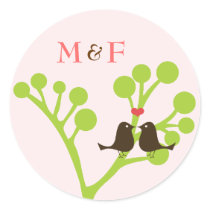 Lovebirds (Blush Pink) Envelope / Favor Seal Stickers