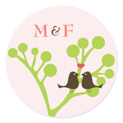 Lovebirds (Blush Pink) Envelope / Favor Seal Stickers