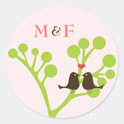 Lovebirds (Blush Pink) Envelope / Favor Seal Stickers