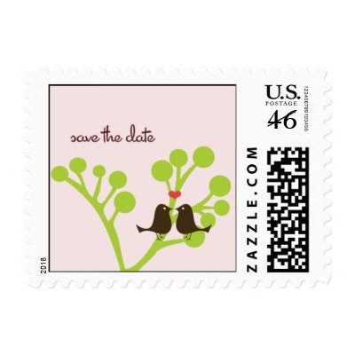 Lovebirds (Blush Pink) Save the Date Postage