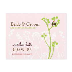 Lovebirds (Blush Pink) Save the Date postcard