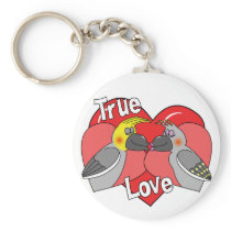 Lovebirds Cartoon Cockatiels Keychain